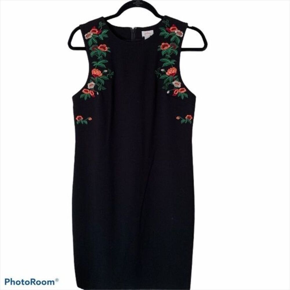 Pixley Floral Embroidered Sleeveless Dress Women 4 Black Sheath Mini Floral Boho